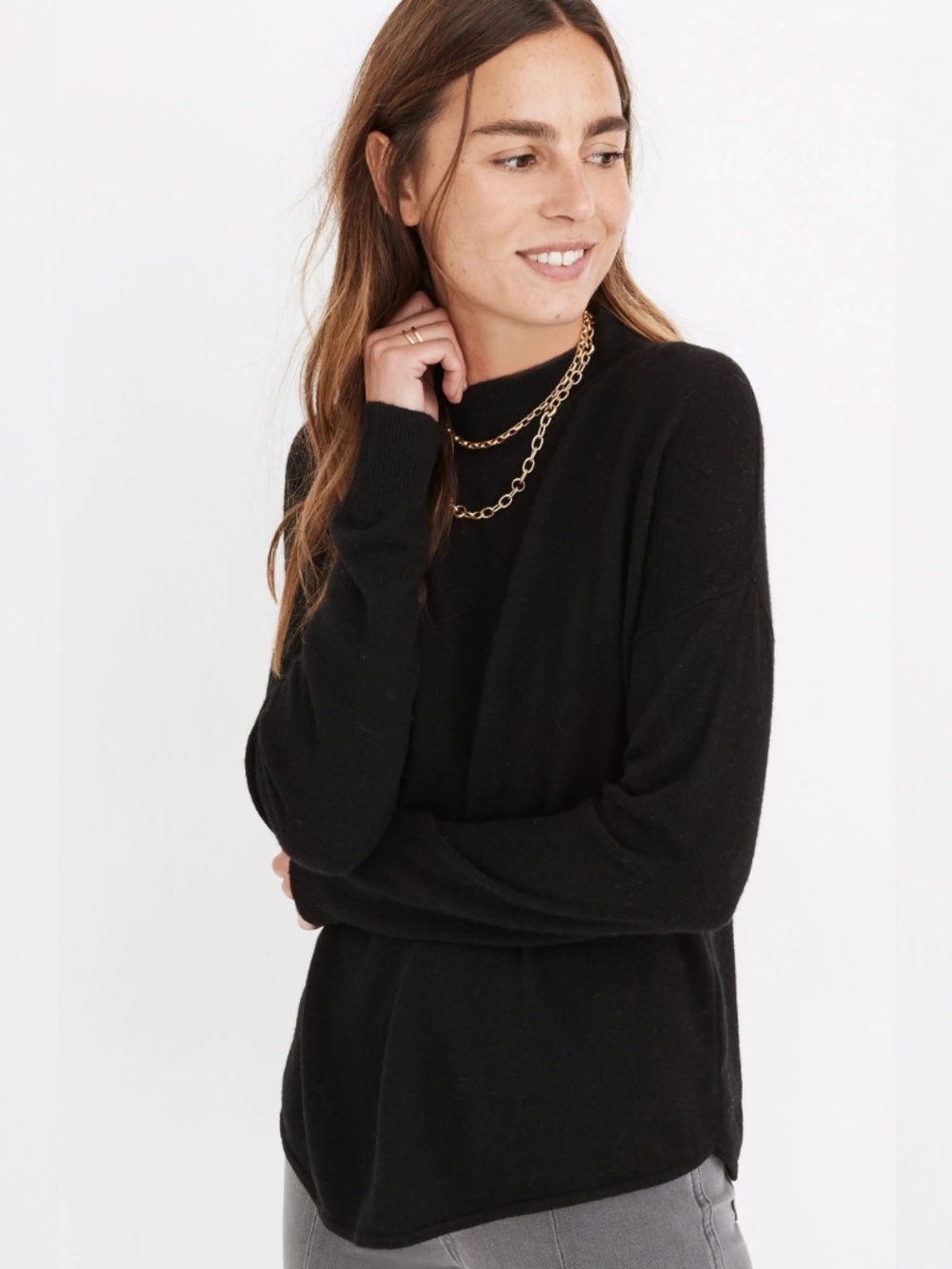 Madewell Ashbury Mockneck Sweater True Black Size XXS